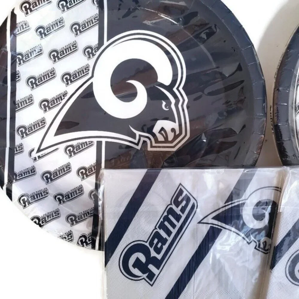 NFL Los Angeles Rams Lot Of 2 Napkin Plates & Cups Parties Tailgates Man Caves